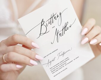 Calligraphy Wedding Invitation Template: Editable Stationery Suite (Instant Download)