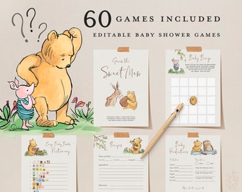 60 Winnie-The-Pooh Baby Shower Games: Classic Printable Party (Digital Download)