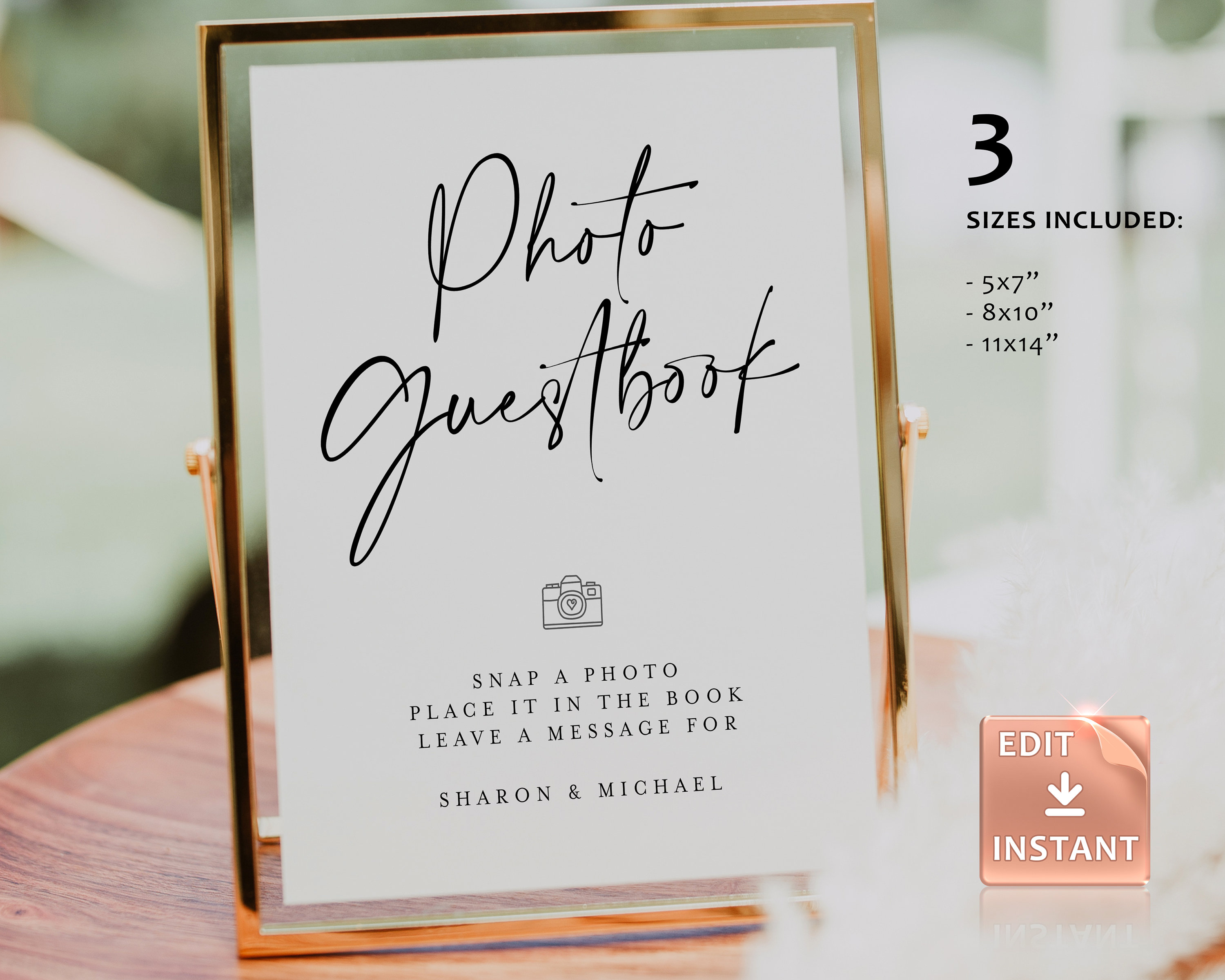 Wedding Photo Guest Book Sign: Polaroid Guestbook Template