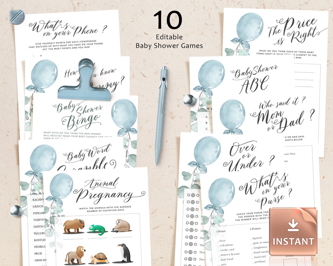Blue Balloon Baby Shower Games, Oh Boy Baby Shower Games, Download