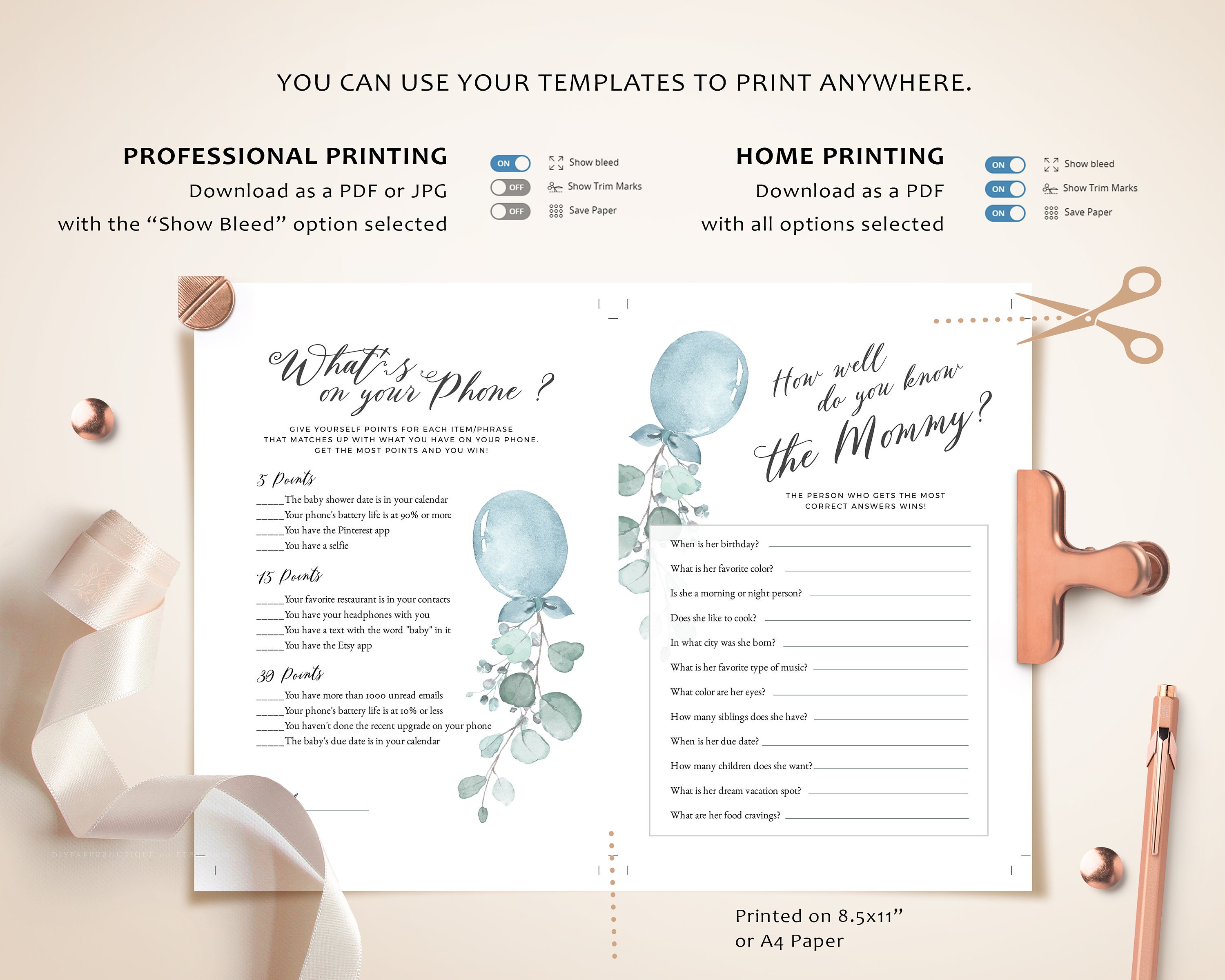 Blue Balloon Baby Shower Games Oh Boy Baby Shower Games Etsy Canada