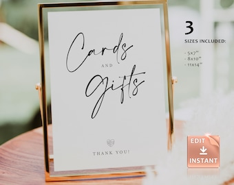 ISA - Modern Cards and Gifts Wedding Sign Template, Tabletop Cards & Gifts Sign, Wedding Reception Cards and Gifts Sign 5x7, 8x10, 11x14