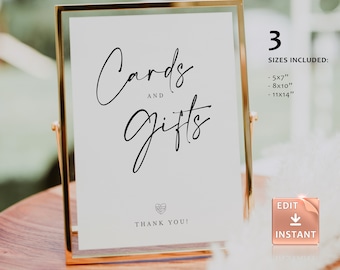Modern Cards and Gifts Wedding Sign Template (Digital Download)