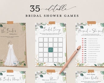 35 Editable Bridal Shower Games Bundle (Instant Download)