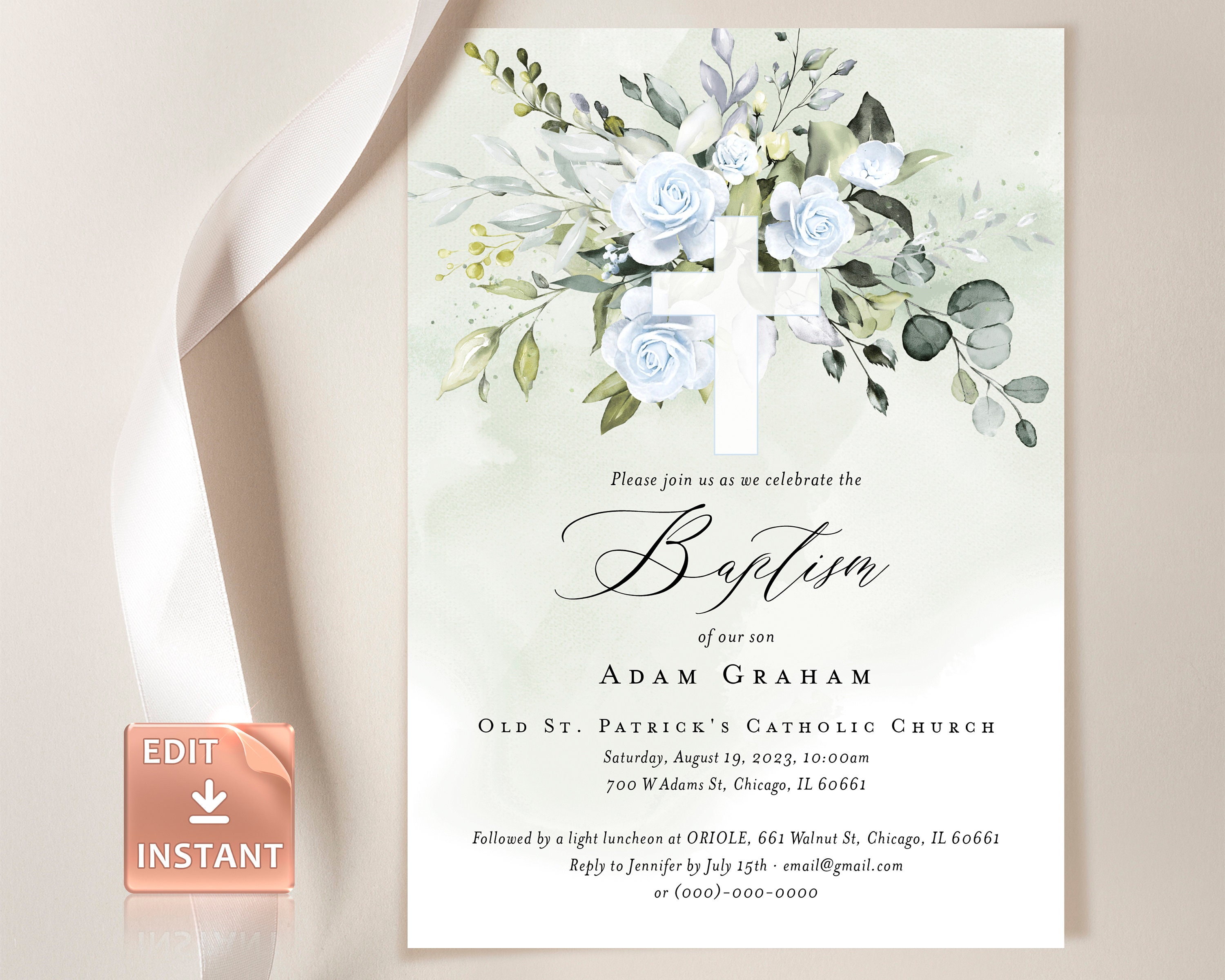Free Printable Catholic Baptism Invitations