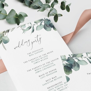 MARI Trifold Wedding Programs with Eucalyptus, Folded Boho Ceremony Template, Rustic Rosemary Greenery Download, Editable Order Of Service image 7