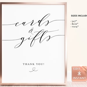 ELLE Minimalist Cards and Gifts Sign Printable, Modern Custom Wedding Sign, Baby Shower Sign, Bridal Shower Gift Sign, Instant Download image 9