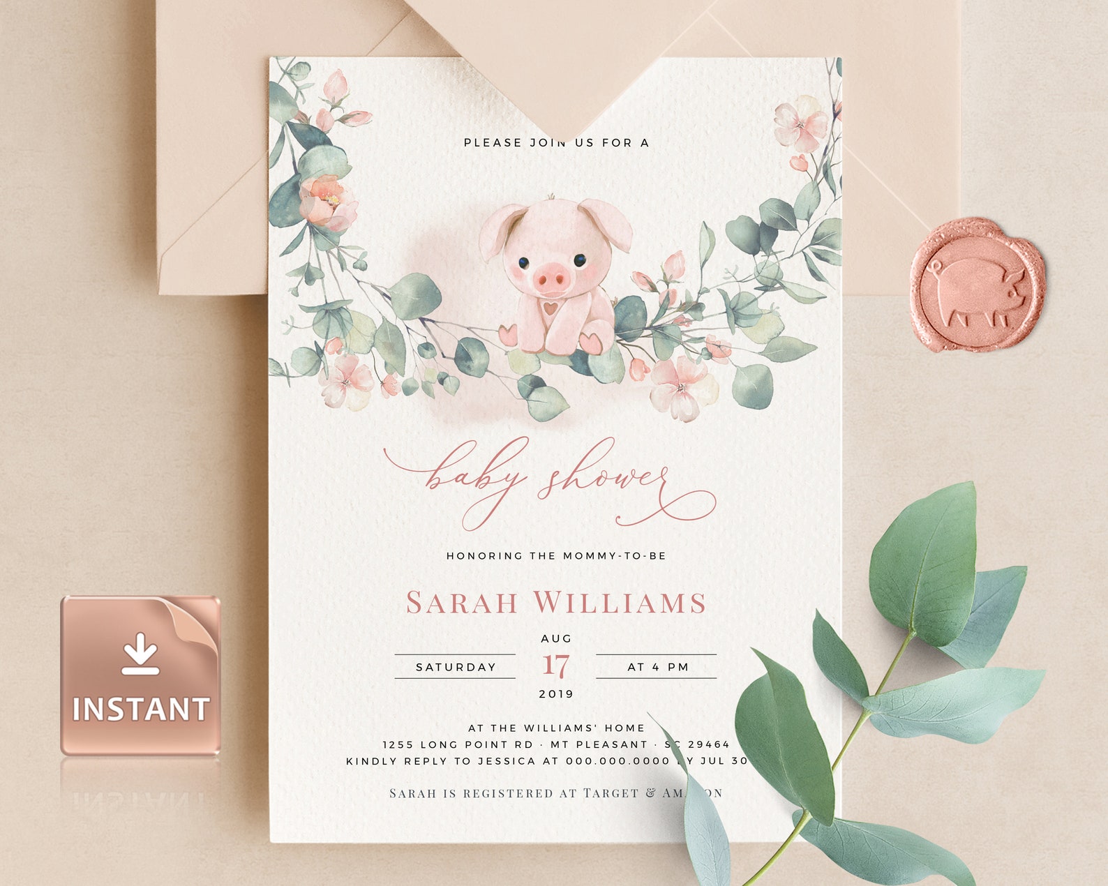 chubby-pink-girl-pig-baby-shower-invitation-watercolor-baby-etsy