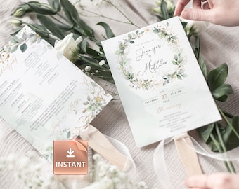 Boho Wedding Program Fan Template: CLEO Editable Ceremony Fan (Digital Download)
