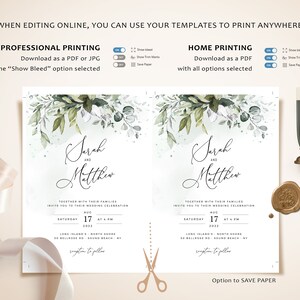 Greenery Wedding Invitation Collection 30 Templates, Customizable Wedding Kit, Mega Bundle, Eucalyptus Sage Green and Blue image 8