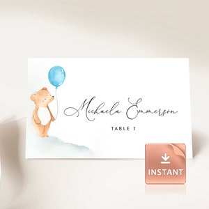 BALU - Tafelnaamkaartjes Babyshower, Beernaamplaatjes, Kleine Babybordjes, Plat en Tent Opgevouwen
