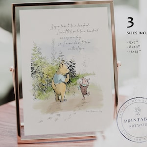 POOH - Druckbare Winnie-The-Pooh Klassiker, Baby-Dusche, Pooh-Geburtstagsfeier, Kinderzimmer-Dekorationskarten, 5x7 8x10 11x14 A.A. Milne