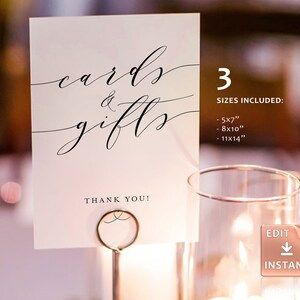 ELLE Minimalist Cards and Gifts Sign Printable, Modern Custom Wedding Sign, Baby Shower Sign, Bridal Shower Gift Sign, Instant Download image 6