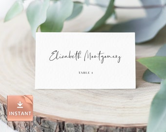Minimalist Wedding Place Cards: DIY Printable Table Seating Template