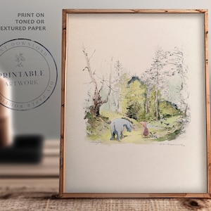 POOH Kinderzimmer Dekoration Printable Winnie-The-Pooh Klassiker, Baby-Dusche, Pooh-Geburtstagsfeier, Herzstückkarten, 5x7 8x10 11x14 A.A. Milne