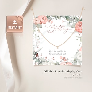 SIRI - Editable Custom Bracelet Display Card, Printable Necklace Cards, Jewelry Holder Card, Jewelry Display Cards, Packaging Inserts