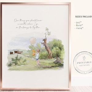 POOH - Druckbare Winnie Puuh Klassiker, Babyparty, Pooh Geburtstagsparty, Herzstück Kinderzimmer Dekoration Karten, 5x7 8x10 11x14 A.A. Milne