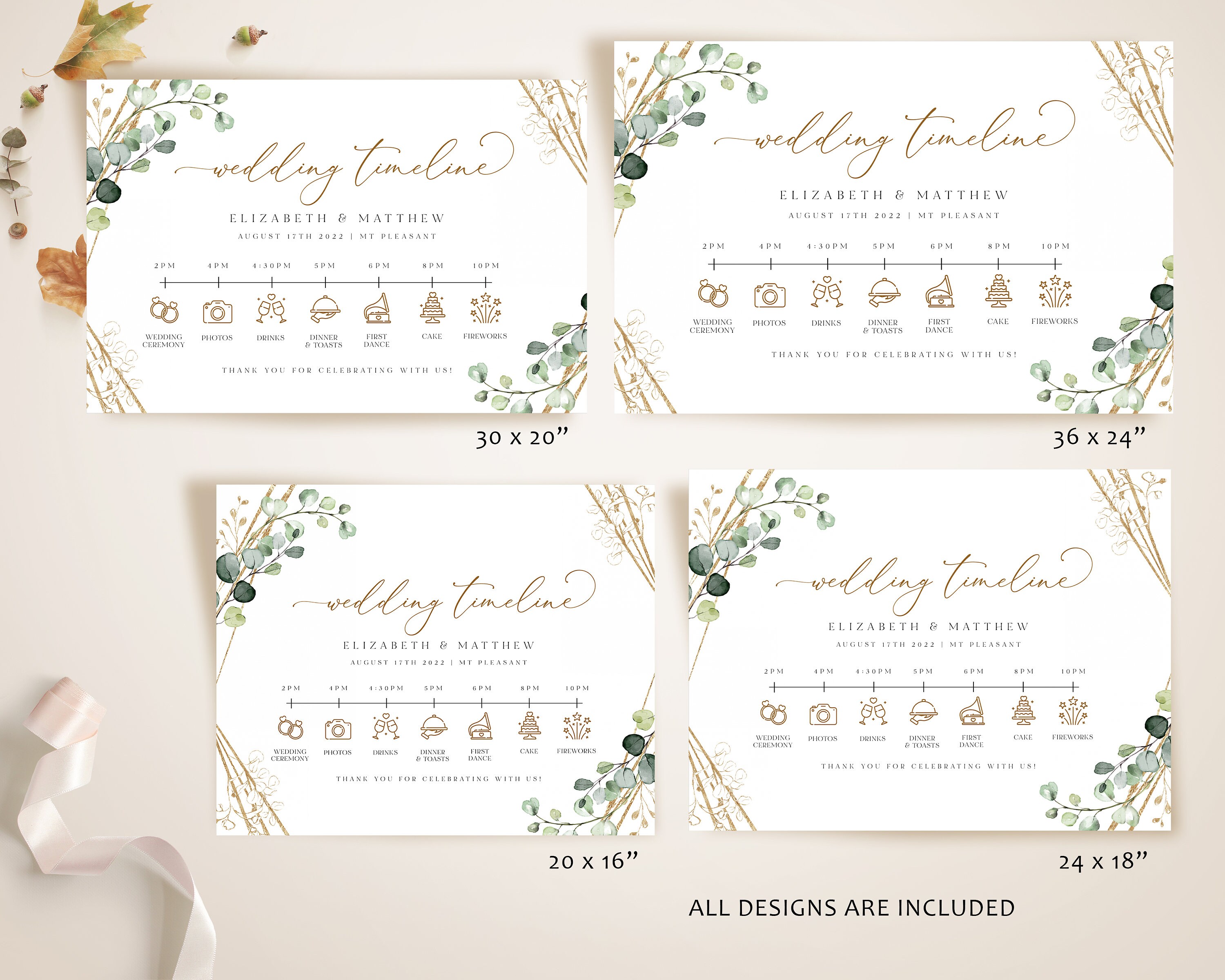 Customizable Wedding Day Timeline Sign: Editable Template (digital ...