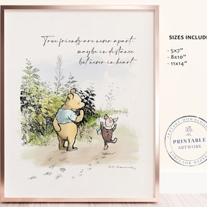 POOH - Druckbare Winnie-The-Pooh Klassiker, Baby-Dusche, Pooh-Geburtstagsfeier, Kinderzimmer-Dekorationskarten, 5x7 8x10 11x14 A.A. Milne
