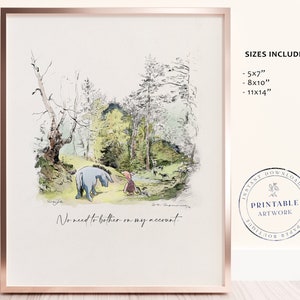 POOH - Druckbare Winnie-The-Pooh Klassiker, Baby-Dusche, Pooh-Geburtstagsfeier, Kinderzimmer-Dekorationskarten, 5x7 8x10 11x14 A.A. Milne