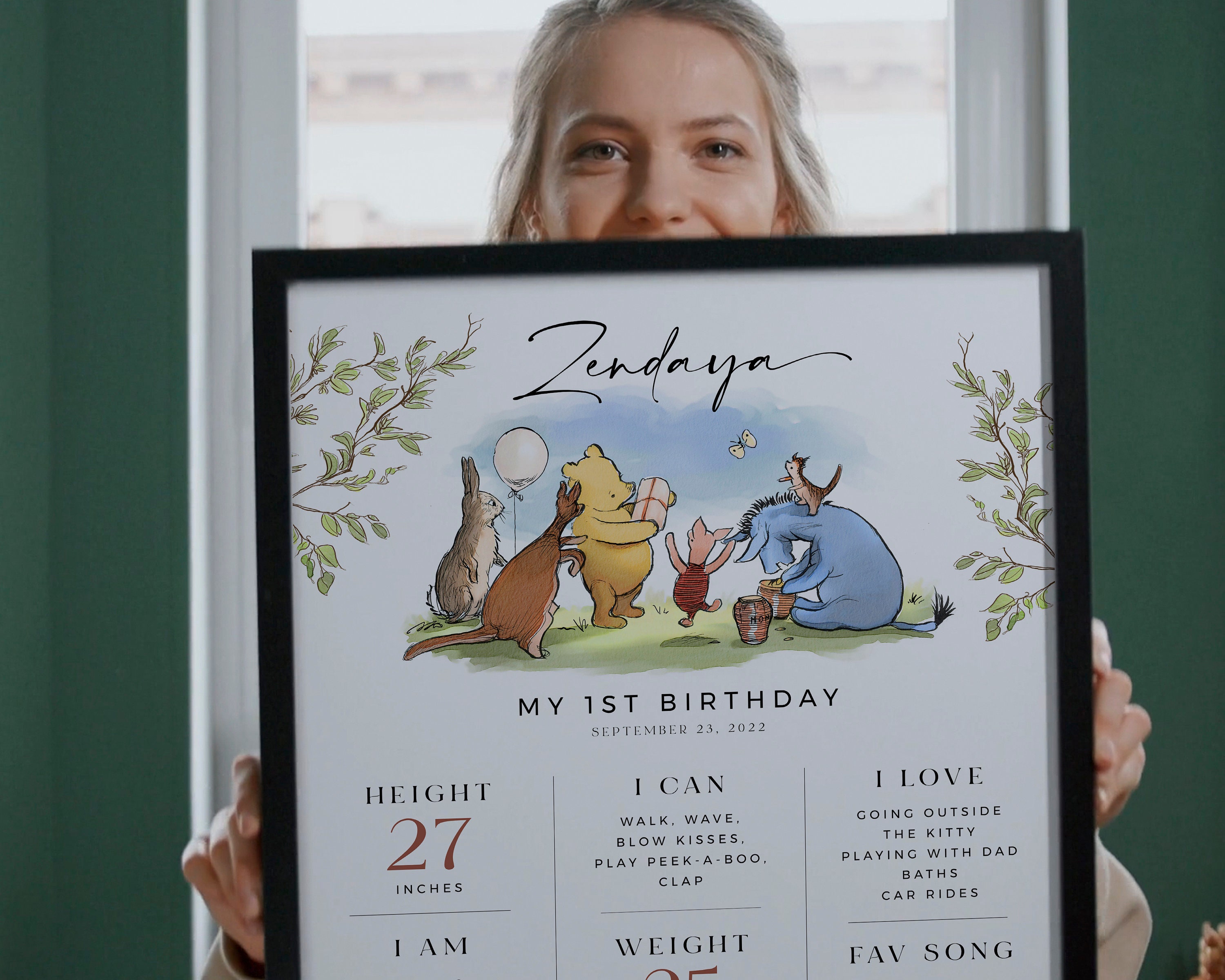 Winnie the Pooh 1st Birthday Milestone Board: Printable Sign (editable ...