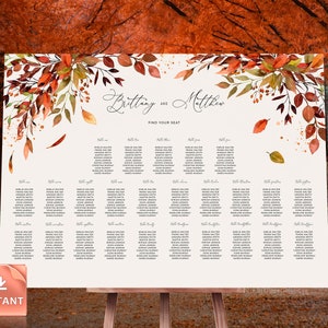 SIENNA - Herbst Sitzplan, Sitzplan Hochzeit, Sitzplan Vorlage, Hochzeit Sitzplan Brett, Herbst Sitzplan