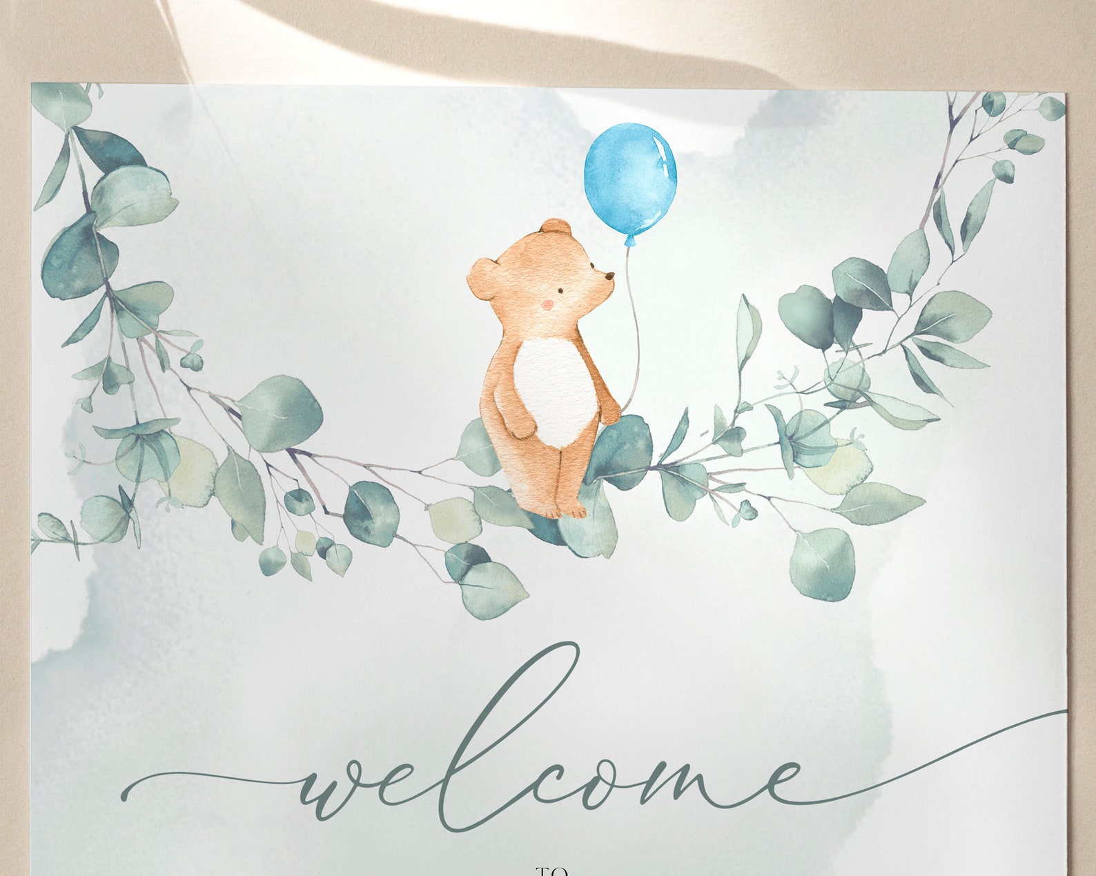 BALU - Bear Baby Shower Welcome Sign, Baby Shower Sign, Editable Baby ...