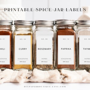 Spice Jar Labels Template, Printable Modern Minimalist Jar Stickers, Editable Storage Sticker, DIY Instant Download Kitchen Organization