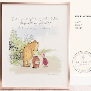 POOH - Druckbare Winnie-The-Pooh Klassiker, Baby-Dusche, Pooh-Geburtstagsfeier, Kinderzimmer-Dekorationskarten, 5x7 8x10 11x14 A.A. Milne