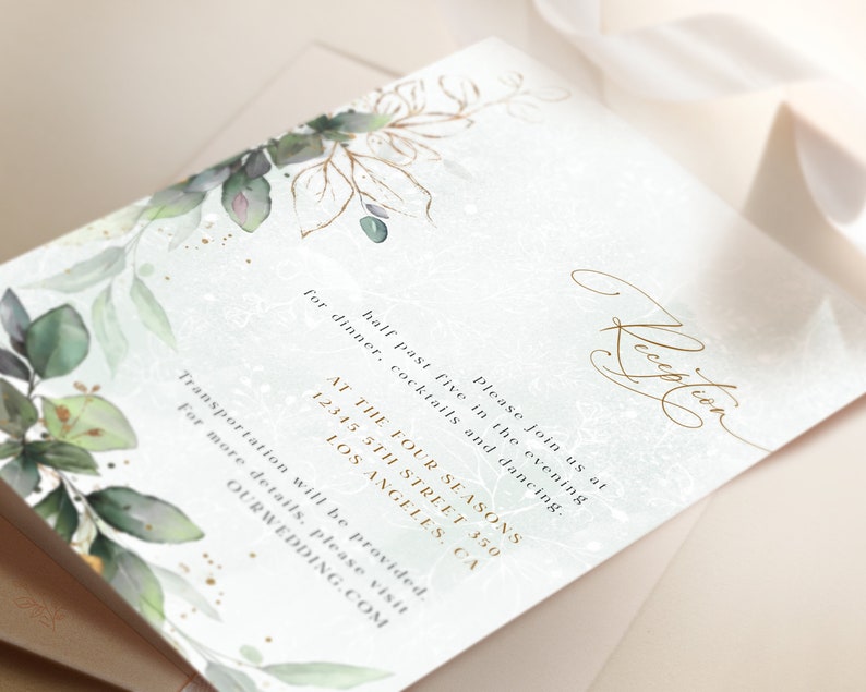 Boho Wreath Wedding Invitation Template, Wedding Invite Template, Wedding Invitation, Invitation Template Download, Faux Gold Invite CLEO image 9