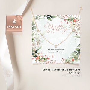 LUMI - Rose Gold Printable Necklace Cards, Editable Custom Bracelet Display Card, Jewelry Holder, Jewelry Display Cards, Packaging Inserts