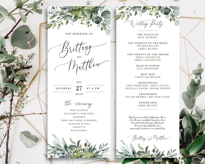 Lovely Diy Wedding Program Template Individual Design A Etsy