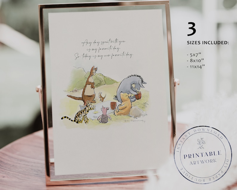 Winniethepooh Printable Poster Classic Nursery Decoration (digital