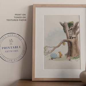 POOH - Druckbare Winnie-The-Pooh Classic Original Baby Shower Geburtstagsparty Herzstück Kinderzimmer Dekoration Karten, 5x7 8x10 11x14 A.A. Milne