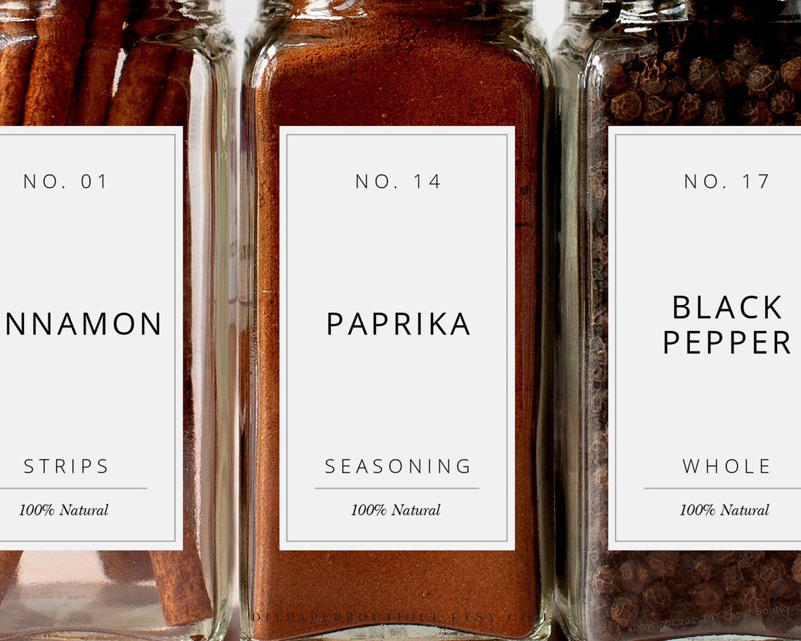 Spice Jar Labels Template Printable Modern Minimalist Jar Etsy