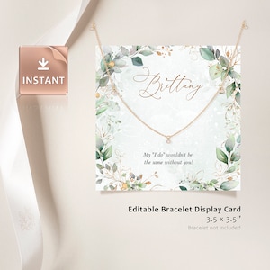 CLEO - Gold Printable Necklace Cards, Editable Custom Bracelet Display Card, Jewelry Holder, Jewelry Display Cards, Packaging Inserts