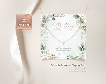 Cartes de collier imprimables dorées : présentoir à bijoux modifiable (3,5 x 3,5 pouces)