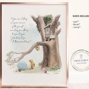 POOH - Druckbare Winnie-The-Pooh Klassiker, Baby-Dusche, Pooh-Geburtstagsfeier, Kinderzimmer-Dekorationskarten, 5x7 8x10 11x14 A.A. Milne