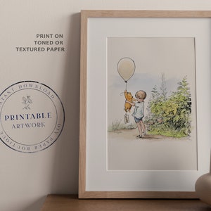 POOH - Druckbare Winnie-The-Pooh Klassiker, Baby-Dusche, Pooh-Geburtstagsfeier, Kinderzimmer-Dekorationskarten, 5x7 8x10 11x14 A.A. Milne