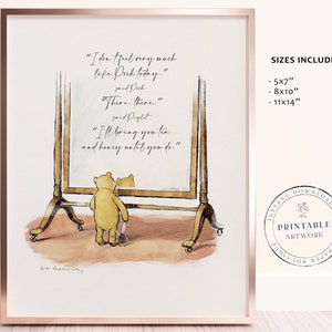 POOH - Druckbare Winnie-The-Pooh Klassiker, Baby-Dusche, Pooh-Geburtstagsfeier, Kinderzimmer-Dekorationskarten, 5x7 8x10 11x14 A.A. Milne