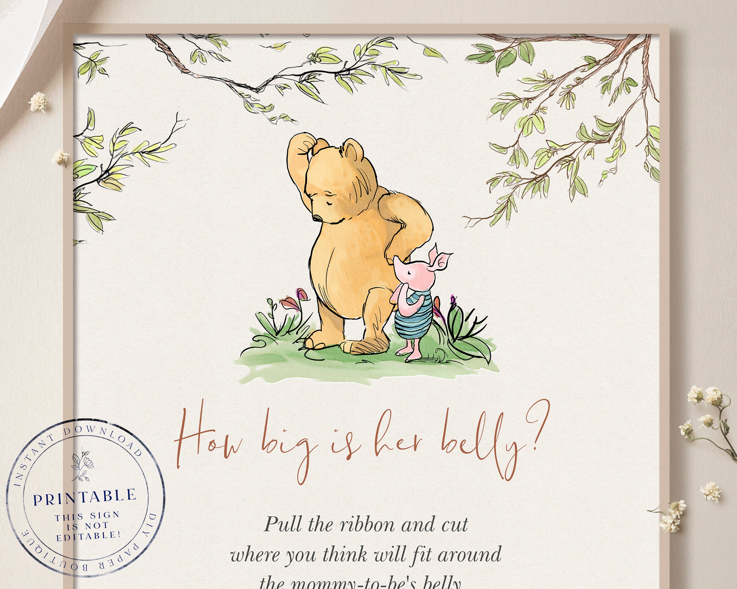 Winnie The Pooh Baby Shower Games, Classic Winnie The Pooh Printable Game  For Baby Shower, Editable Shower Game For Winnie Pooh Baby Shower by Pretty  Little Invites