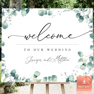 Eucalyptus Wedding Welcome Sign: Boho Floral (Digital Download)