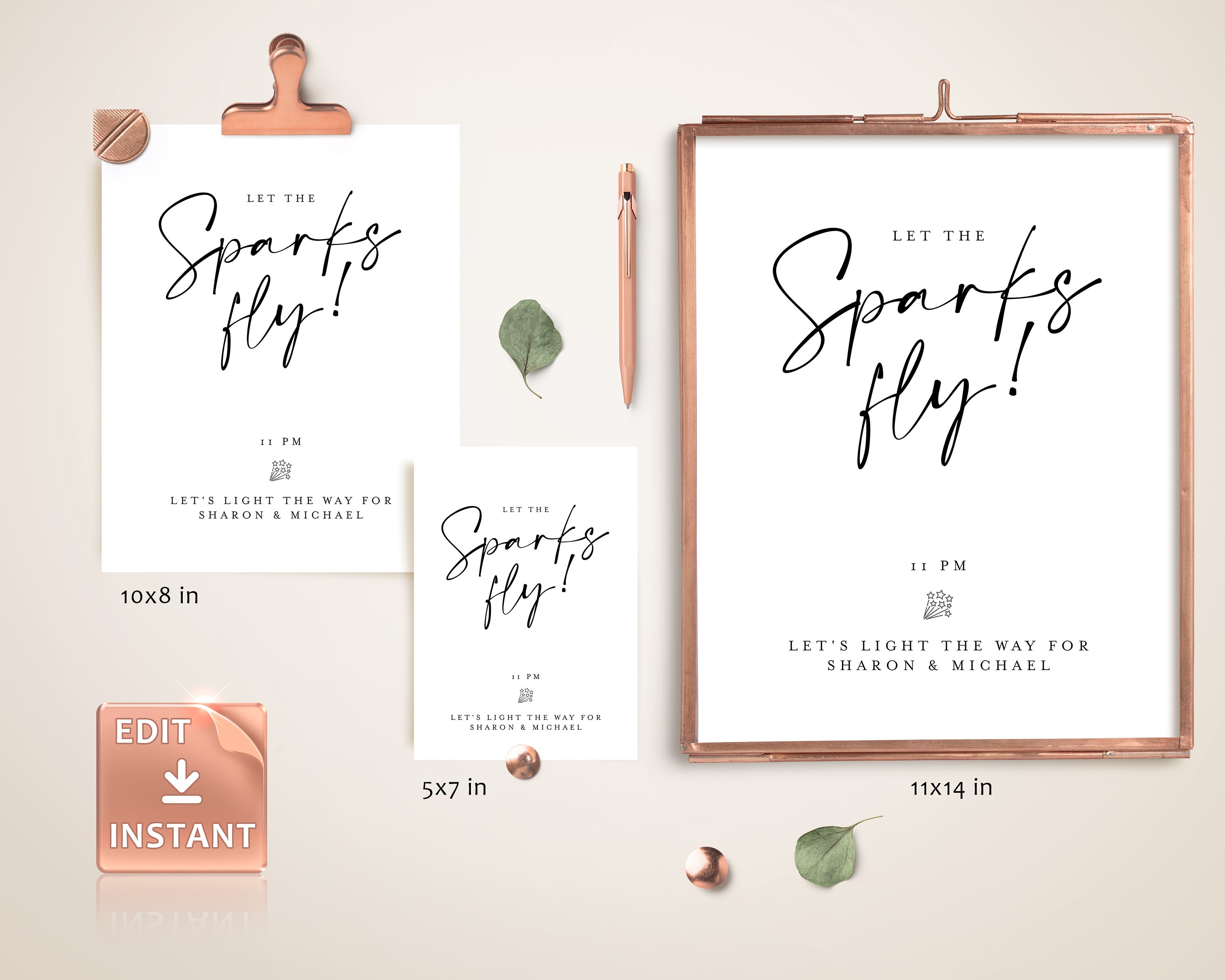 Sent Off Design Wedding Sparkler Send off Sign Template – Elegant Minimalist Design ...