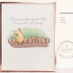POOH - Druckbare Winnie-The-Pooh Klassiker, Baby-Dusche, Pooh-Geburtstagsfeier, Kinderzimmer-Dekorationskarten, 5x7 8x10 11x14 A.A. Milne