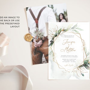 Wedding Template Collection Gold Geometric, Boho Wedding Invite Kit, Wedding Invitation Set, Invitation Template Bundle, Modern Invites CLEO image 10