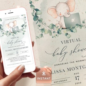 JOY - Virtual Baby Shower Digital Invitation, Electronic Long Distance Baby Shower Invite, Shower by Video, Zoom Video Baby Shower, Template