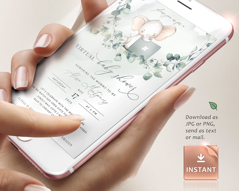 Zoom Baby Shower Invitation Virtual Baby Shower Etsy