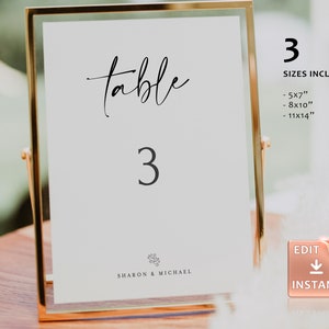 Modern Minimalist Wedding Table Number Template (Digital Download)