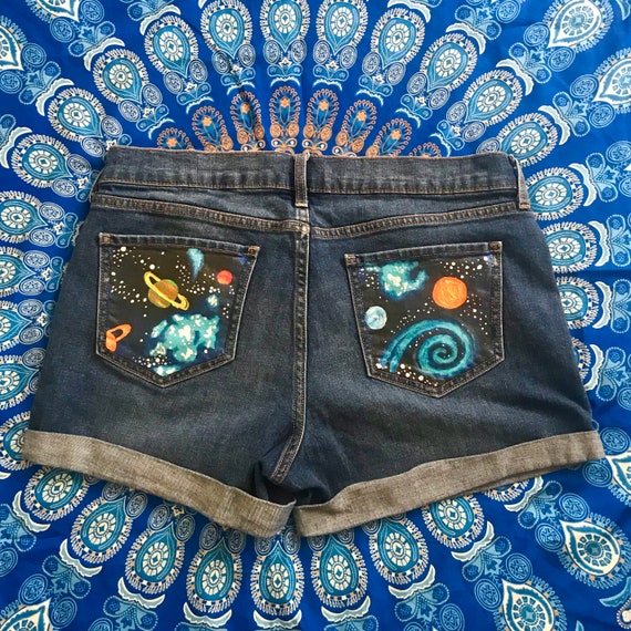 painted denim shorts