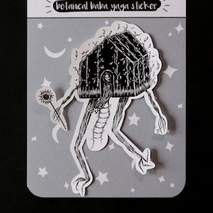 Botanical Baba Yaga Sticker, Baba Yaga Art, Folkart Sticker, Folklore, Witchy Sticker, Gothic Sticker, Spooky Sticker, Witchy Gift
